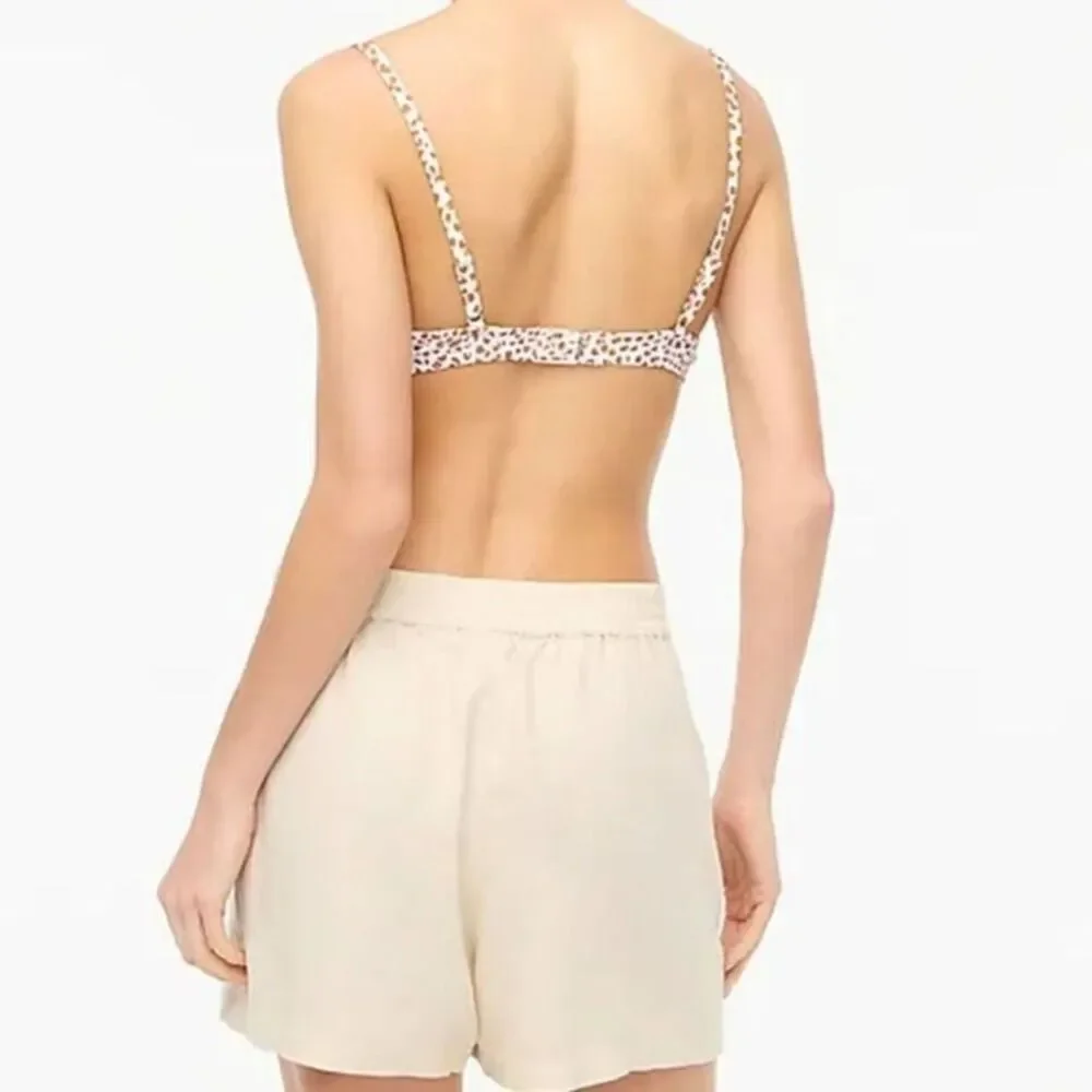 J‎ Crew Women's Bikini Top Bow Leopard Brown Size Medium NWT